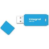 Integral 128 GB USB-minnen Integral 128 GB neonblå USB 3.0 superhastighet snabb flash-enhet upp till 120 MB/s
