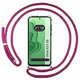 Mobiltillbehör Tumundosmartphone Transparent hängande fodral för Motorola Moto G53 5G med Cordon Rosa Fuchsia