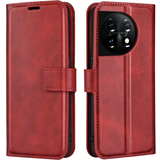 Mobiltillbehör A-One Brand OnePlus 11 5G Plånboksfodral Calf Texture Flip Röd