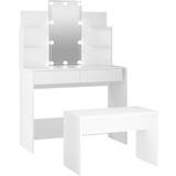 vidaXL Vanity Table set with LED Light White Sminkbord 40x96cm