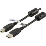 Rund - USB A-USB B - USB-kabel Kablar Deltaco Ferrit USB A - USB B 2.0 M-M 3m