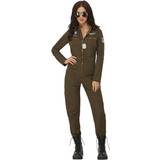 Dräkter - Top Gun Maskeradkläder Smiffys Top Gun Maverick Ladies Aviator Costume, Green, UK 8-10