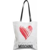 Moschino Vita Handväskor Moschino Womens Fantasy Print White Graphic-pattern Leather Tote bag