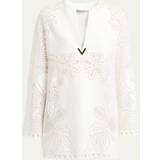 Valentino Klänningar Valentino Guipure lace-trimmed cotton-blend minidress white