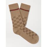 Gucci Bruna Kläder Gucci Web-detail GG socks men Cotton/Spandex/Elastane/Polyamide Brown