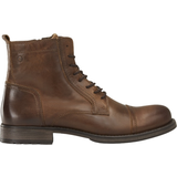 Dragkedja - Herr Skor Jack & Jones Leather Boots - Brown/Cognac