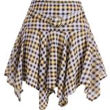 Rutiga - XS Kjolar Shein Mod Plaid Print Ruffle Hem A-Line Skirt