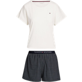 Tommy Hilfiger Pyjamasar Tommy Hilfiger Original Jersey T-Shirt And Shorts Pyjama Set - Ivory/Desert Sky Grid Check