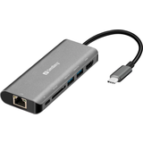 Blåa Datortillbehör Sandberg USB-C Dock HDMI+LAN+SD+USB100W