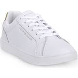 Tommy Hilfiger Essential Metallic Heel Leather Cupsole Trainers WHITE GOLD