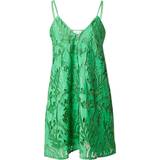 Topshop Kläder Topshop – Grön, vid miniklänning oversize-modell med broderier-Grön/a