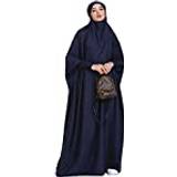 Linke Muslimsk klänning för kvinnor, bönekläder med hijab, islamisk Abaya-maxiklänning med lös passform, en storlek, Mörkblått, en