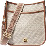 Tryckknapp Messengerväskor Michael Kors Luisa Large Signature Logo Messenger Bag - Vanilla/Luggage