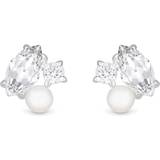 Simply Silver Sterling 925 Cubic Zirconia And Freshwater Pearl Multi Stone Stud Earrings