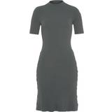 Melrose Bomberjackor Kläder Melrose Damen Strick-Kleid modisches Kurzarm-Kleid mit schicker Schnürung 38520945 Dunkelgrau