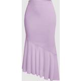 Lila - Polyamid Kjolar Shein Women's Solid Color Asymmetrical Hem Midi Skirt