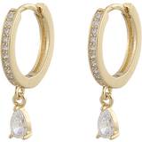 Snö of Sweden Camille Drop Ring Earrings - Gold/Transparent