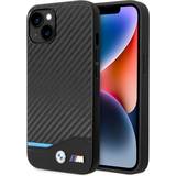 BMW Mobilfodral BMW Leather Carbon Blue Line Case for iPhone 14 Plus (Black)