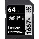 LEXAR 64 GB Minneskort LEXAR Professional SDXC Class 10 UHS-II U3 V60 250/80MB/s 64GB (1667x)