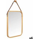 Skinn Speglar Gift Decor Hanging Natural Leather Bamboo Wall Mirror