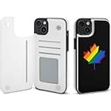 Mobilfodral SONGTING Kanada HBTQ-Pride flipfodral kompatibelt med iPhone 15 Plus, gulligt plånboksfodral telefonskyddsfodral med korthållare