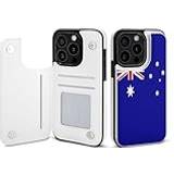 Mobilfodral SONGTING Australiens flagga flipfodral kompatibelt med iPhone 15 Pro söt plånbok fodral telefon skyddande fodral med korthållare