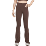 Nike Strumpbyxor & Stay-ups Nike Sportswear Chill Knit Women's Tight Mini-Rib Flared Leggings - Baroque Brown/Sail