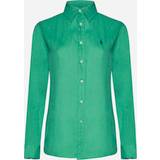 Dam - Linneskjortor Polo Ralph Lauren Logo Linen Shirt - Vineyard Green