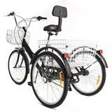 Svarta Trehjulingar VonVVer VonVVer 24 Inch Tricycles Adults with 2 Baskets - Black