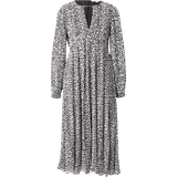 Dam - Dragkedja - Midiklänningar Michael Kors Pleated Leopard Print Georgette Midi Dress - Black/White