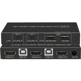 Nördic KVM Switch 2 to 1xHDMI 2.0 4K60Hz for PC, Xbox, PS5 and laptop with 3xUSB ports