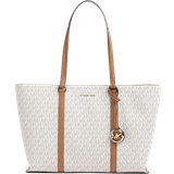 Beige Handväskor Michael Kors Temple Shopper Bag Canvas - Ivory