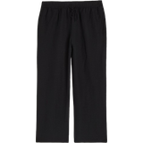 H&M Dam Byxor & Shorts H&M Linen Blend Pull On Trousers - Black