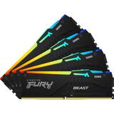 128 GB - Belysning - DDR5 RAM minnen Kingston Fury Beast RGB Black DDR5 5200MHz 4x32GB ECC (KF552C40BBAK4-128)