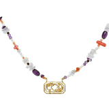 Månstenar Halsband Maanesten Zodiac Water Pisces Necklace - Gold/Multicolour