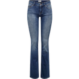 Dam - Off-Shoulder Byxor & Shorts Only Blush Flared Fit Low Waist Jeans - Blue/Medium Blue Denim