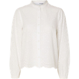 Dam Blusar Selected Tatiana English Embroidery Shirt - Bright White