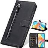 Mobiltillbehör Dragkedja fodral plånbok för Oppo A78 5G, blixtlåsficka med korthållare för kvinnor män flip stativ fodral, magnetiskt fodral för Oppo A78 5G-05