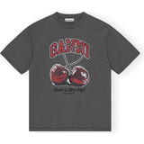Dam - Omlottklänningar T-shirts Ganni Future Relaxed Cherry T-Shirt - Volcanic Ash