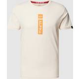 Alpha Industries Jersey Överdelar Alpha Industries T-Shirt mit Label-Print in Offwhite, Größe
