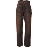 Topshop Dam Byxor & Shorts Topshop – Bruna jeans snickarstil med tvättad finish-Brown