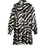 Zebra Klänningar H&M Oversized Shirt Dress - Dark Grey/Zebra Print