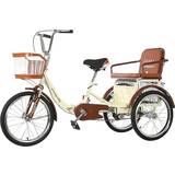 Unisex Lådcyklar LVTFCO Tricycle Bicycle With Shopping Basket And Backrest Seat Folding - Beige Unisex