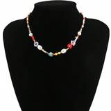 Plast Halsband Shein 1pc Women's Sweet And Cool Mixed Color Irregular Flower Collarbone Necklace