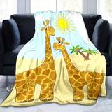 Shein Filtar Shein 1pc Soft Flannel Fleece Blanket, Personalized Design With Giraffe Mom Filt Multifärgad