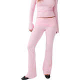 Dam - L Byxor Gina Tricot Soft Touch Folded Trouser - Pink Lady