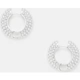 AllSaints Pearl Chunky Beaded Hoop Earrings, WARM SILVER/WHITE, One Warm Silver/white