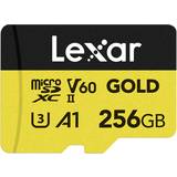 LEXAR 256 GB - microSDXC Minneskort LEXAR Professional GOLD microSDXC Class 10 UHS-II U3 V60 A1 280/180MB/s 256GB