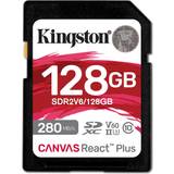 Kingston SDXC Minneskort Kingston Canvas React Plus SDXC Class 10 UHS-II U3 V60 280/100MB/s 128GB