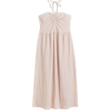 H&M Crinkled Halterneck Dress - Light Beige